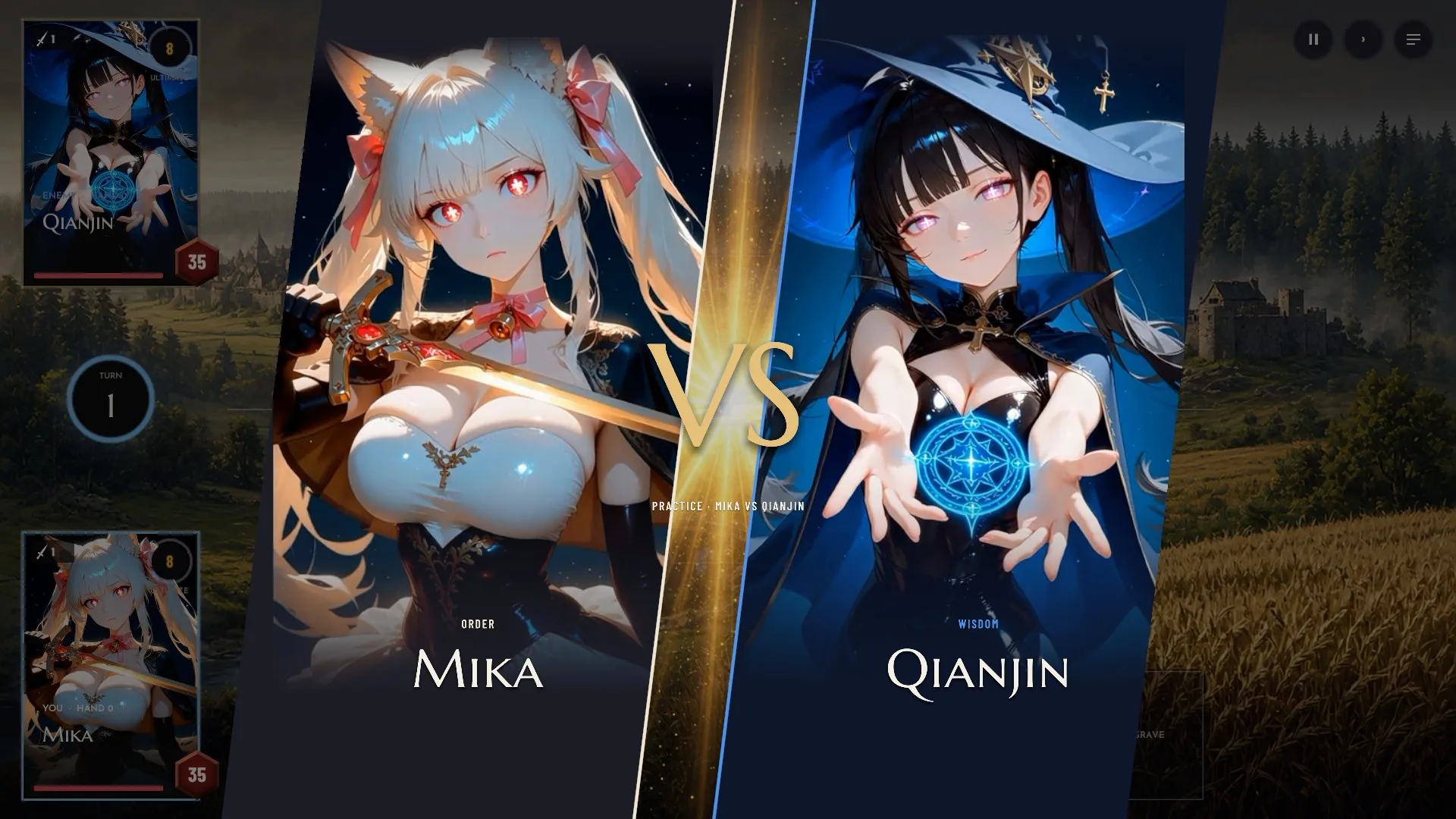 The versus card before a fight